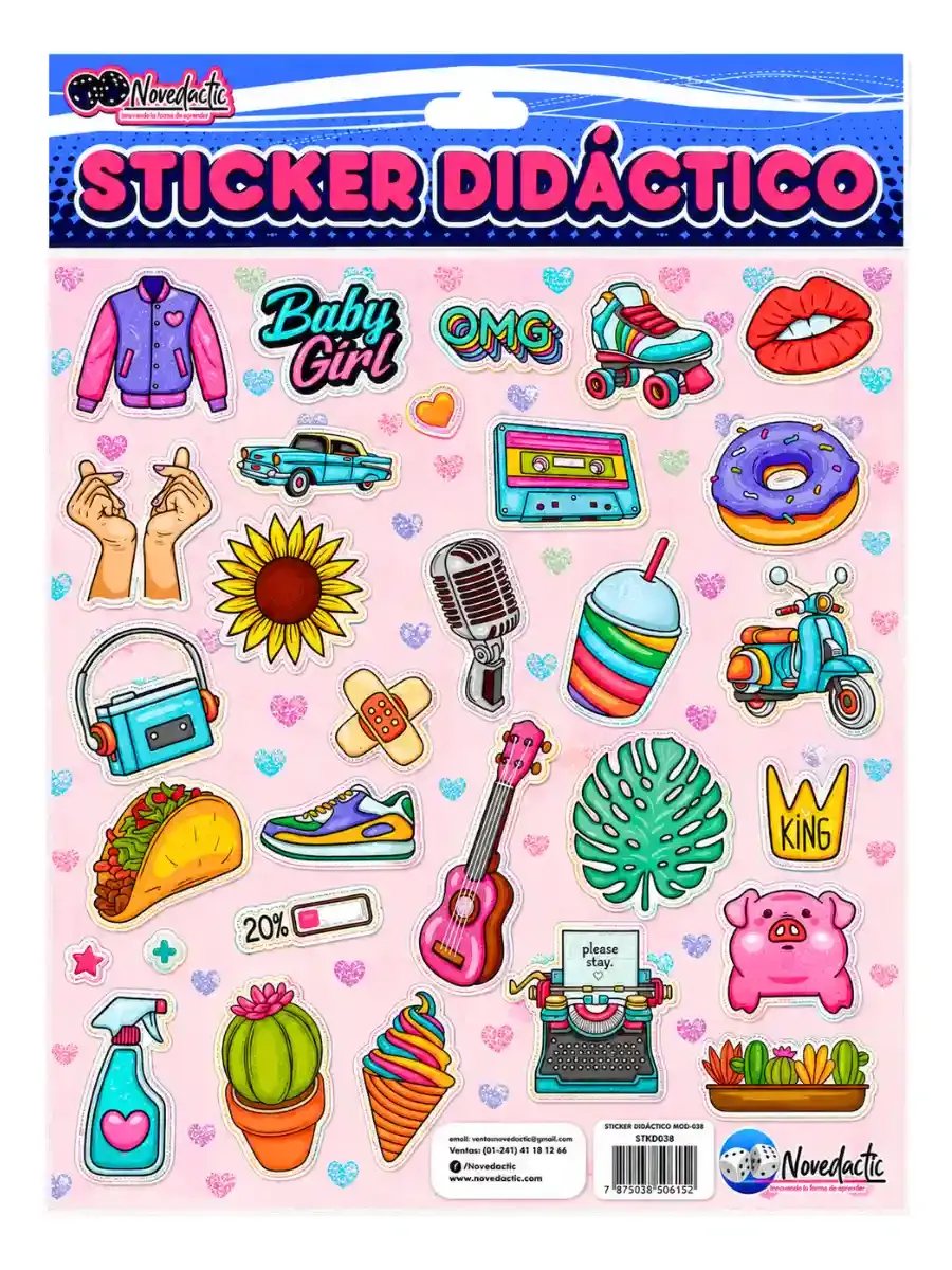 sticker didactico estilo baby girl aesthetic mayoreo