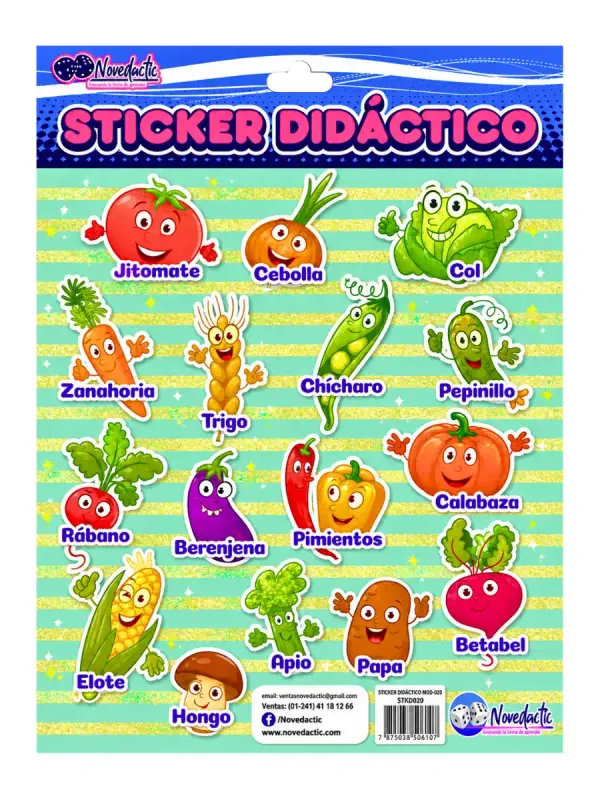 Sticker Didáctico Verduras C/3 Pzas – Mayoreo sticker didactico verduras 3 piezas mayoreo escolar