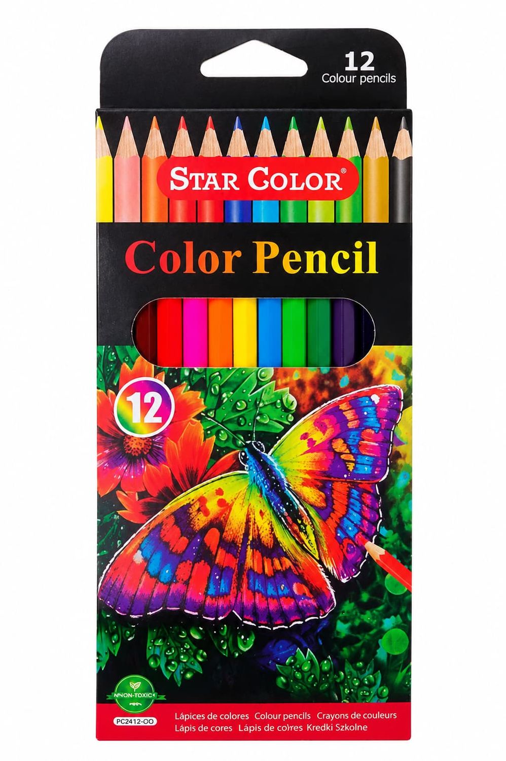 colores largos star color caja mariposa 12 piezas mayoreo