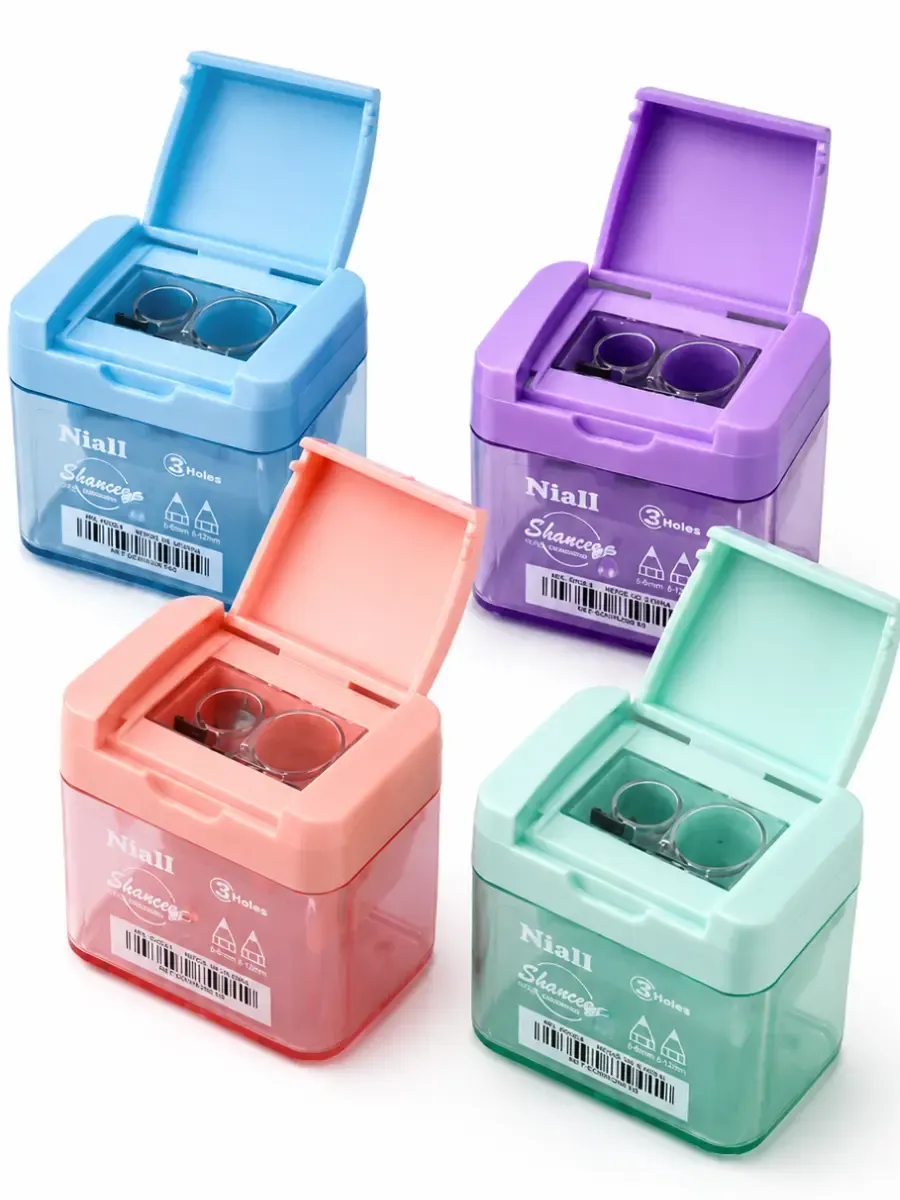 Sacapuntas Rectangular c/Depósito Doble – Paq 12 pzs sacapuntas rectangular deposito doble jumbo regular mayoreo