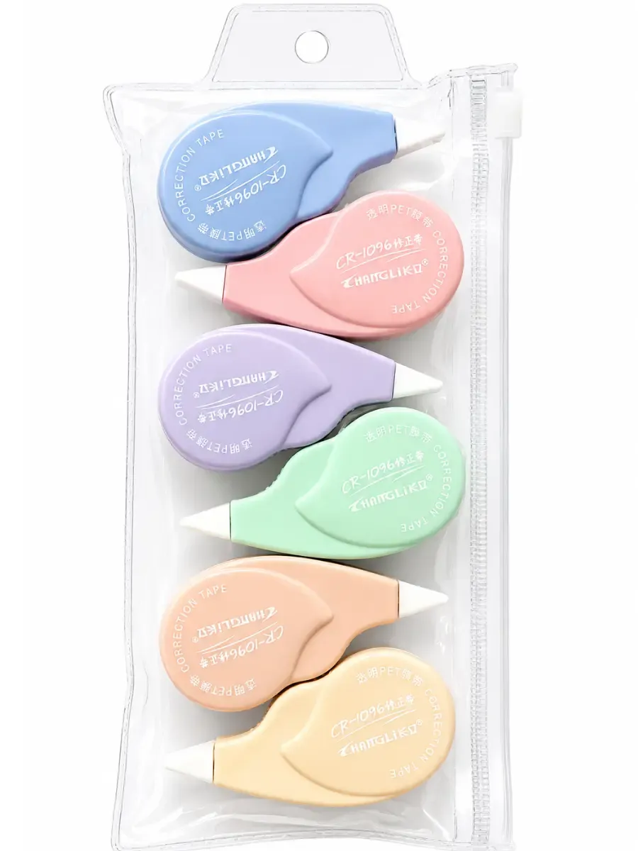 Corrector de Cinta Colores Pastel – Paq 6 pzs corrector cinta colores pastel 6 piezas mayoreo