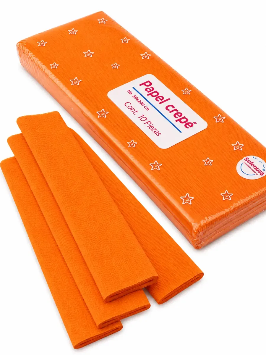 papel crepe selanusa naranja 10 paquete 10 piezas