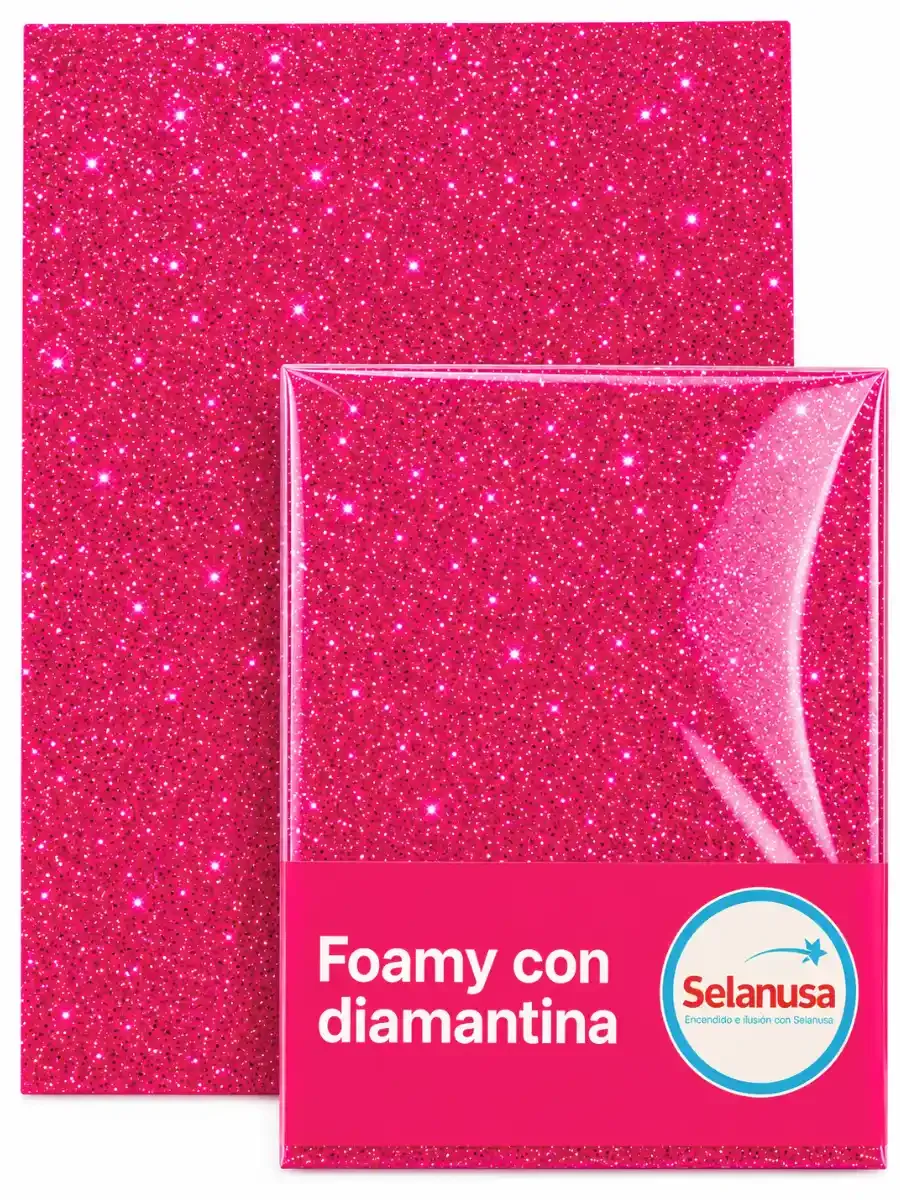 Foamy con Diamantina Fucsia (43x56cm) – Paq 5 pzs