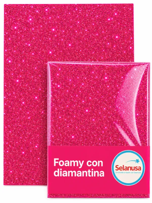 Foamy con Diamantina Fucsia (43x56cm) – Paq 5 pzs