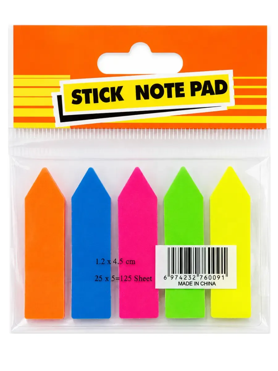Notas adhesivas tipo banderita en 5 colores surtidos