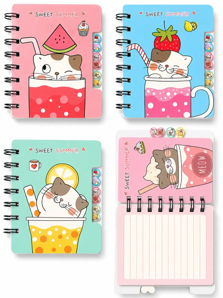 Libreta de apuntes 12x10cm pieza suelta diseño gato