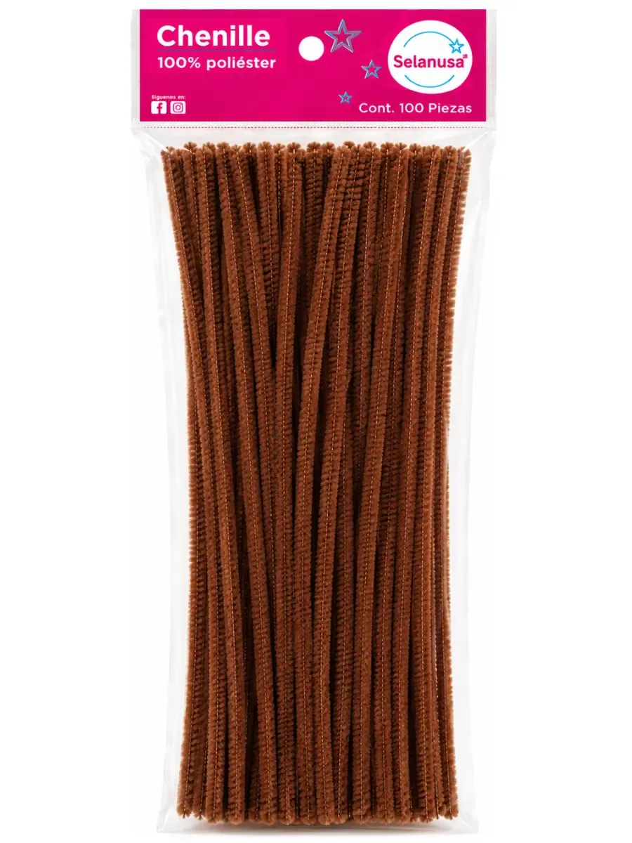 Limpiapipas Chenille Café-shedron #152 Paq c/100 Paquete 100 limpiapipas chenille color café número 152