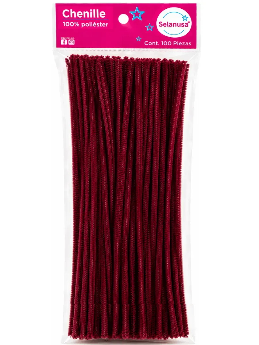 Limpiapipas Chenille Vino #39 Paq c/100 Paquete 100 limpiapipas chenille color vino número 39