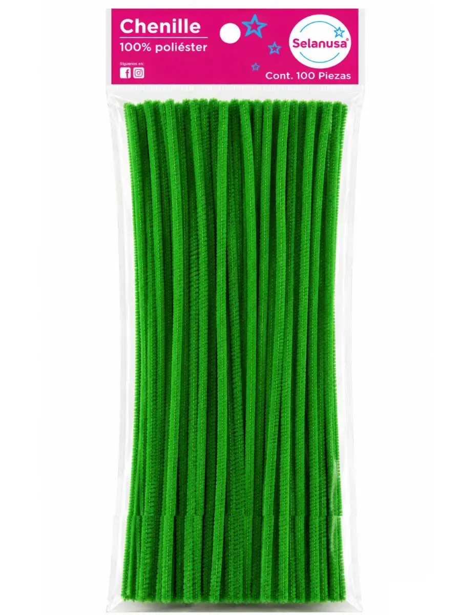 Paquete 100 limpiapipas chenille color verde número 78 Selanusa