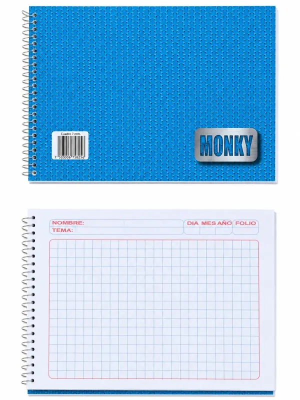 Libreta italiana cuadro 7mm horizontal 100 hojas