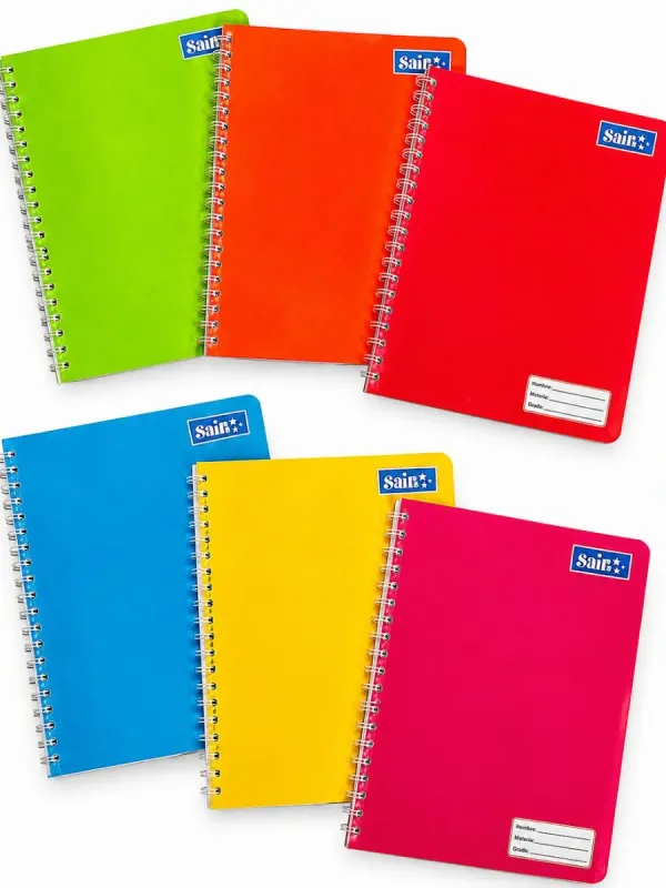 Paquete 6 cuadernos profesionales doble espiral cuadro 7mm