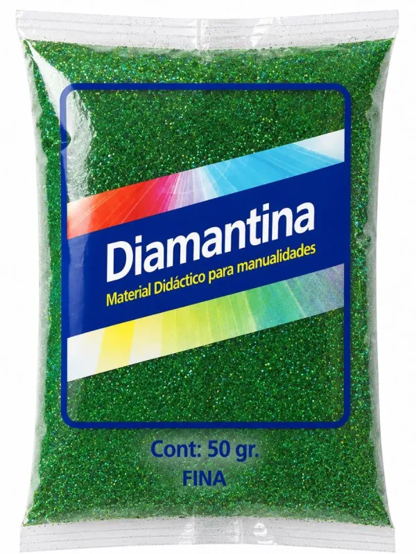 Bolsa 50 gr diamantina fina color verde