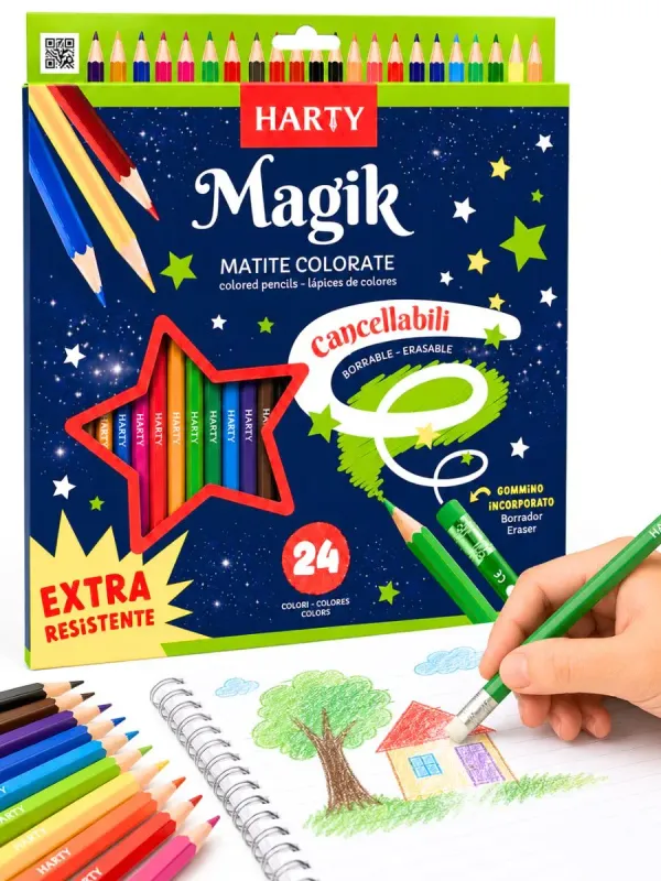 Colores Económicos Borrables Harty Caja con 24 Piezas Colores borrables Harty 24 piezas precio venta mayoreo