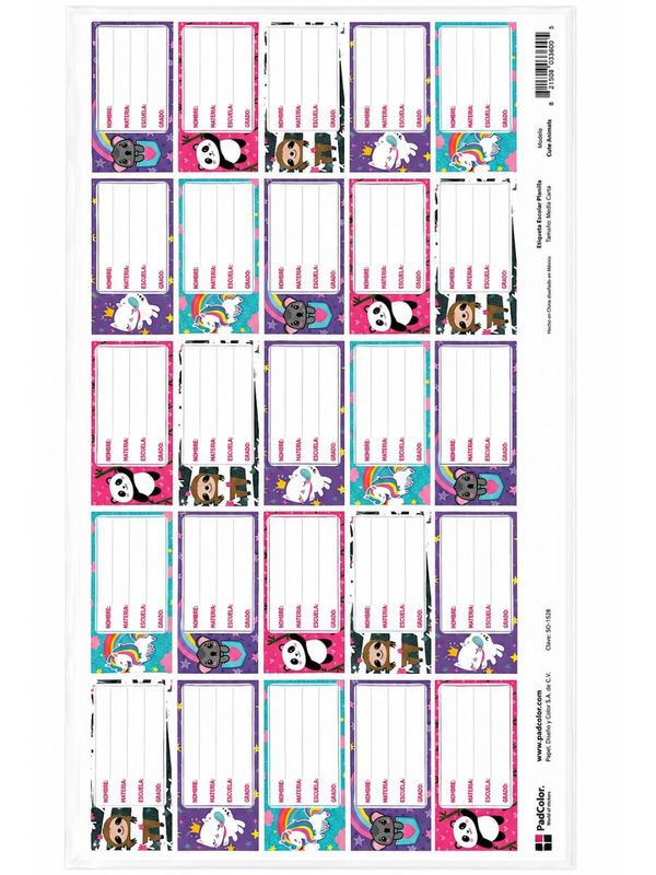 Etiqueta Escolar con 8 Planillas 50cm x 23.5cm