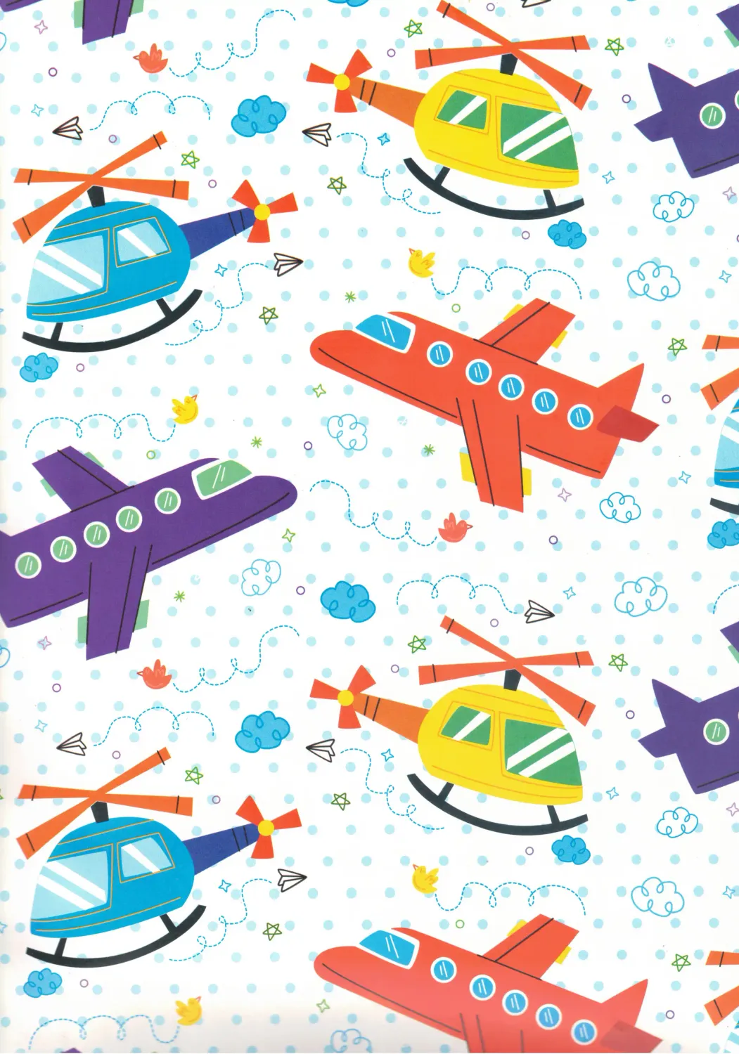 Papel de Regalo Vehículos Voladores 69x51cm 10 pzs Papel de Regalo Vehículos Voladores 69x51cm 10 pzs