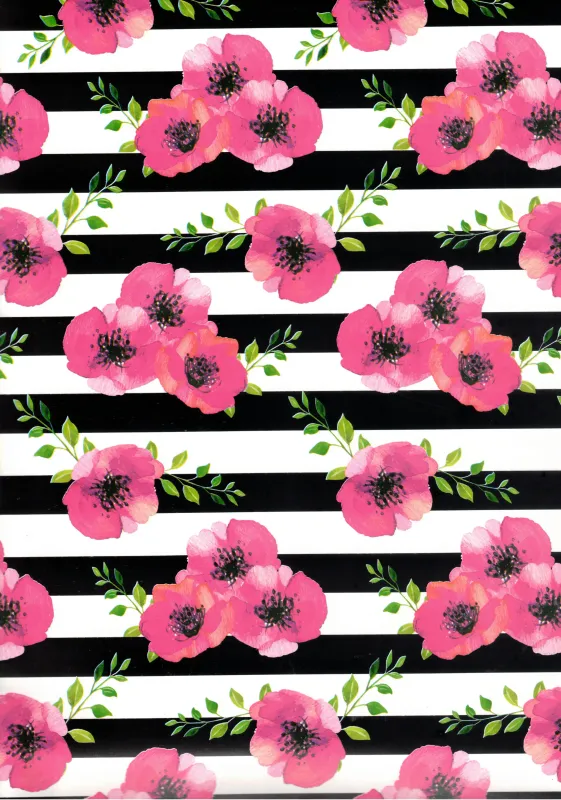 Papel de Regalo Rayas y Flores 69x51cm 10 pzs Papel de regalo rayas y flores 10 piezas