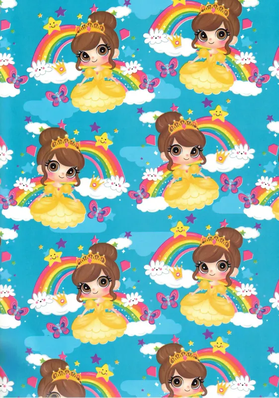 Papel de Regalo Princesa Azul 69x51cm 10 Pzs Papel de regalo princesa azul 69x51cm paquete con 10 piezas