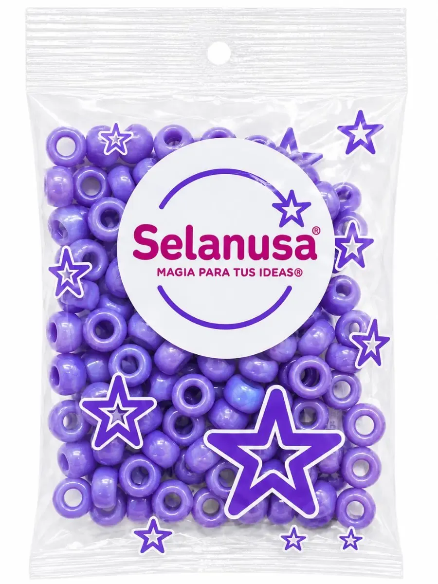 Cuentas de Plástico Perlizadas Morado c/100 Pzas