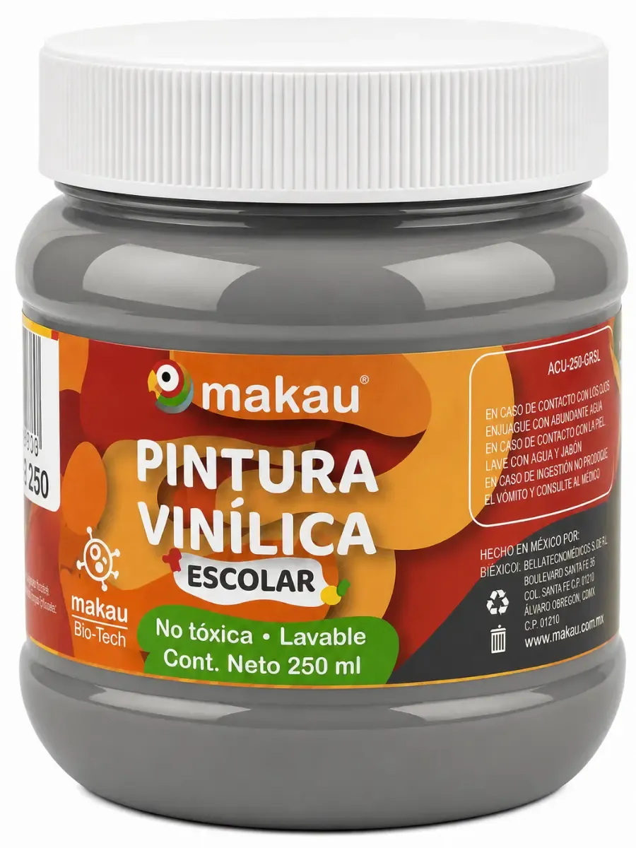 Pintura Vinílica Escolar Gris 250 ml