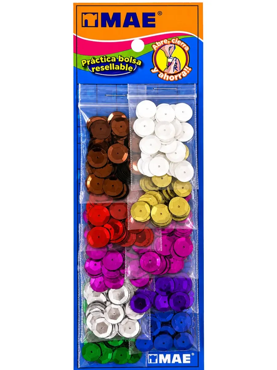 Lentejuela MAE con 10 Bolsitas Modelo MLJ-BL10S Lentejuela marca MAE con 10 bolsitas modelo MLJ-BL10S