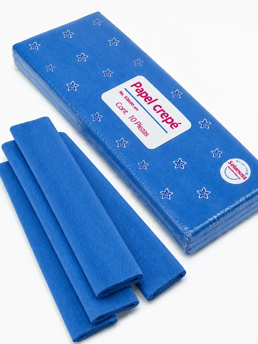 Paquete con 10 rollos de papel crepé azul turquesa 50cmx2m