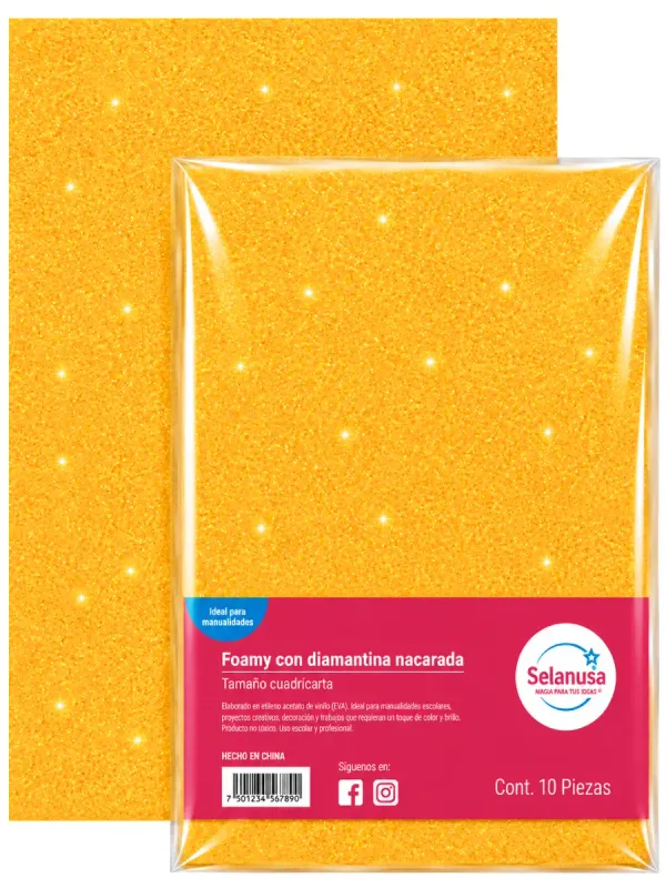 Foamy con diamantina mango 004 de 43x56 cm paquete 5 piezas