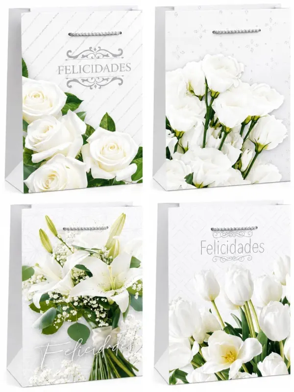 Bolsa de regalo grande diseño nuestra historia 36x25 cm paquete 8 piezas