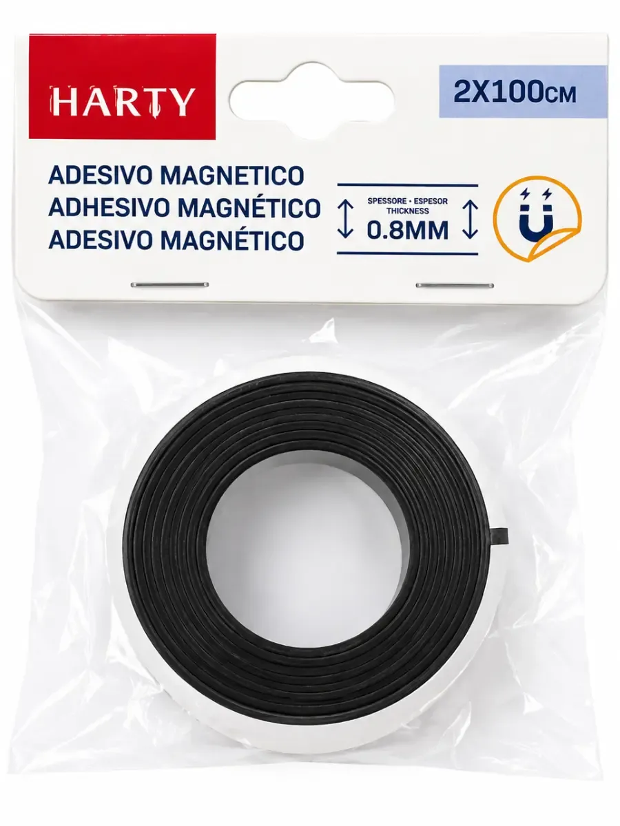 Imán Harty c/adhesivo 2 cm x 1 m x .8 mm de grosor – Mayoreo Imán Harty con adhesivo 2 cm x 1 metro grosor 0.8 mm
