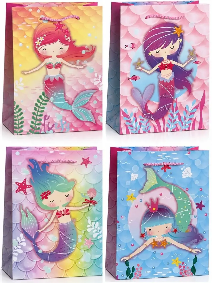 Bolsas de regalo grandes diseño Sirena 36x25 cm mayoreo