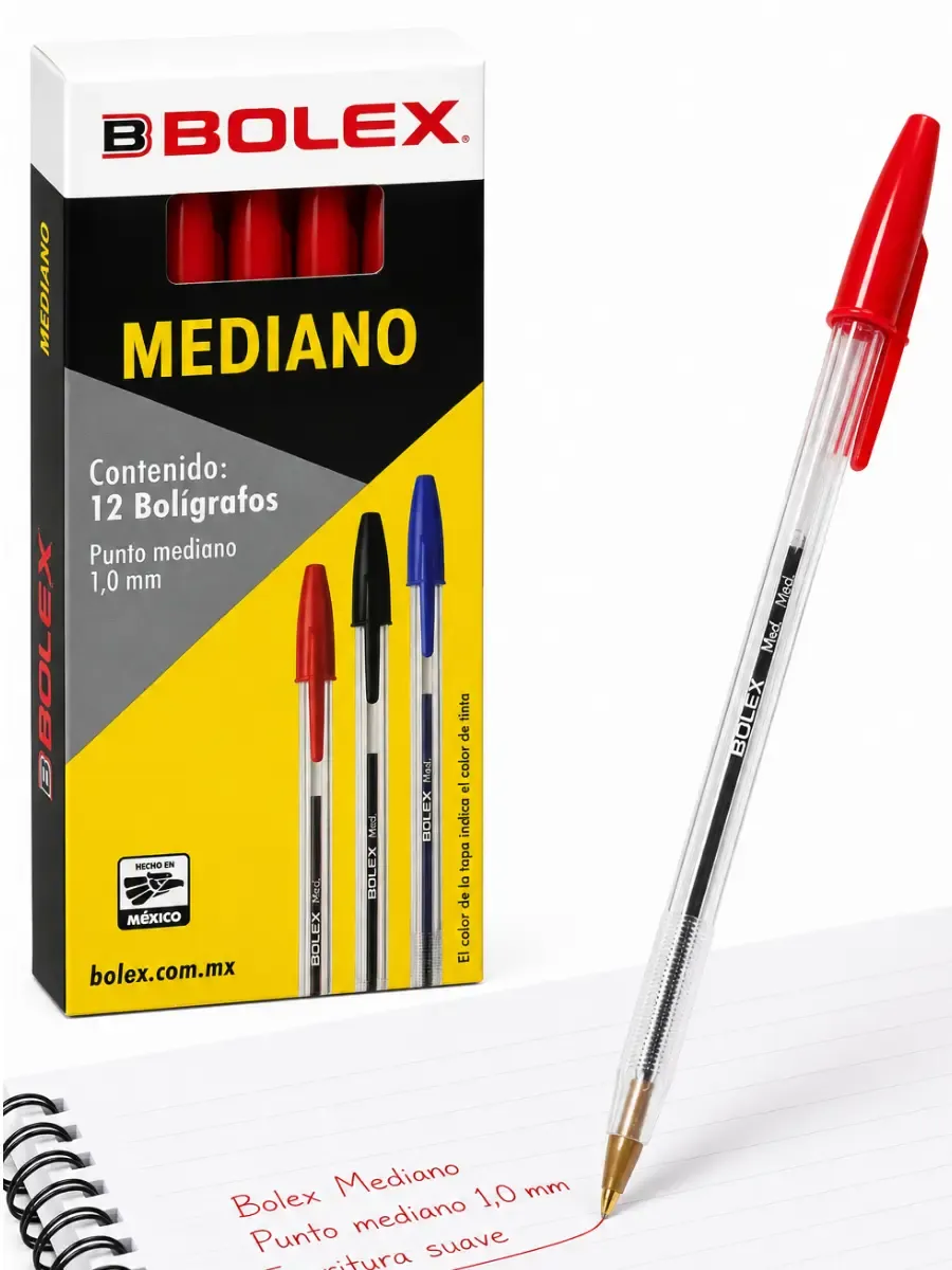 Lapiceros o plumas rojas trazo grueso marca Bolex al mayoreo