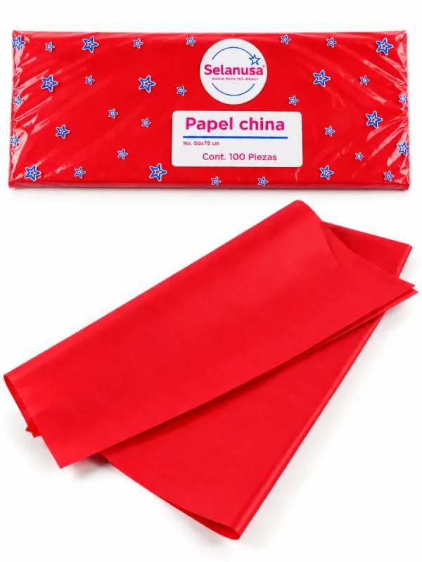 Papel china color rojo paquete c/100 pzas – Mayoreo