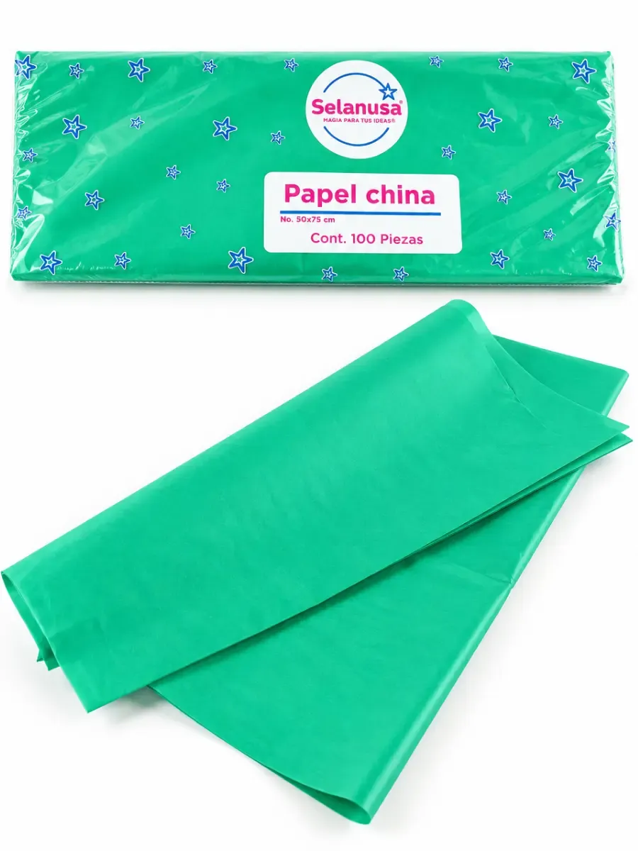 Papel china color verde bandera paq c/100 pzas – Mayoreo Paquete con 100 pliegos de papel china color verde bandera mayoreo