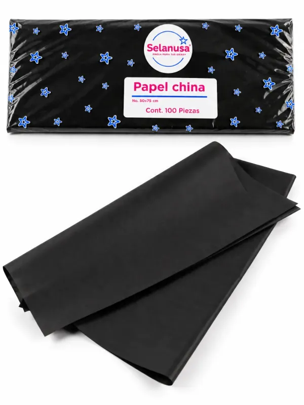  Paquete con 100 pliegos de papel china color negro mayoreo