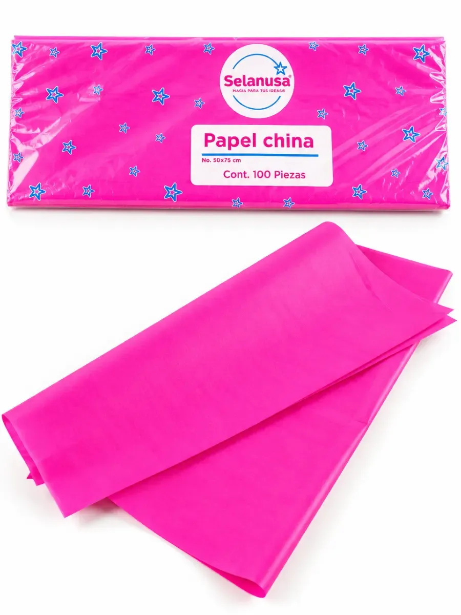 Paquete con 100 pliegos de papel china color bugambilia mayoreo