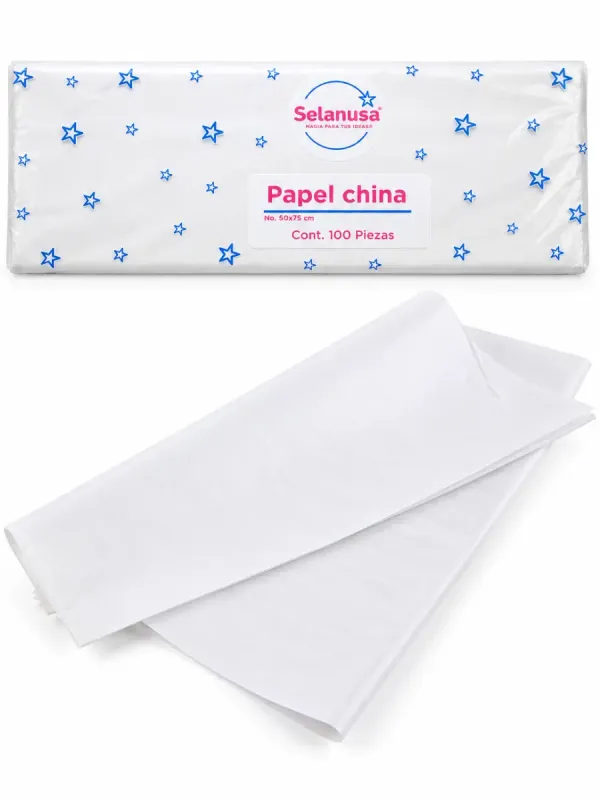 Paquete con 100 pliegos de papel china color blanco mayoreo