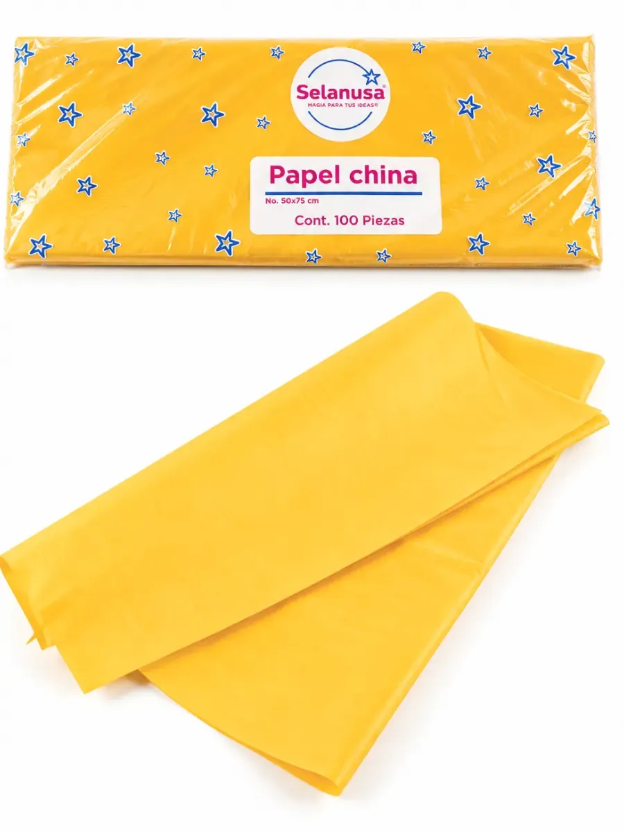 Paquete con 100 pliegos de papel china color cempasúchil mayoreo