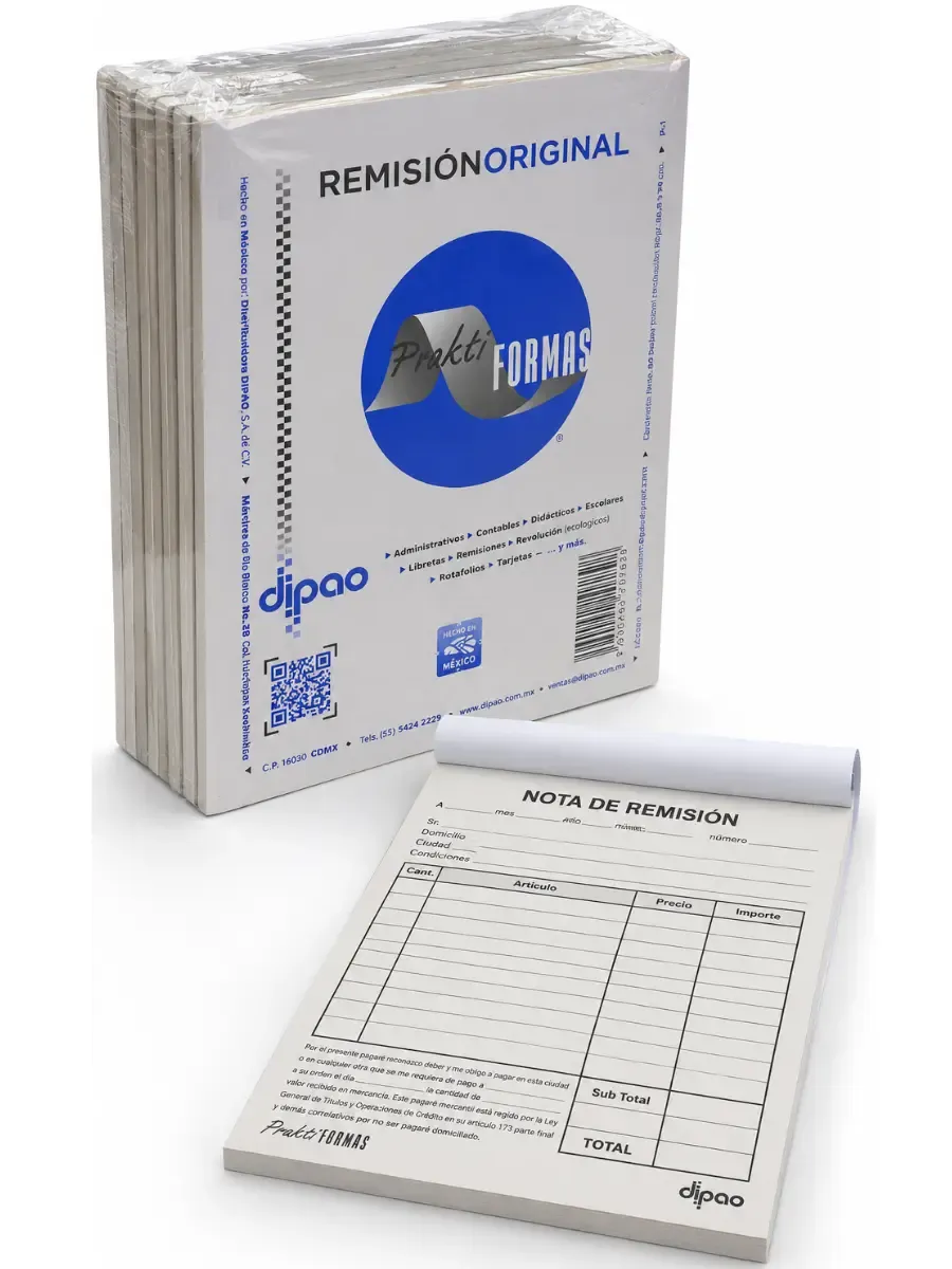 Nota de remisión ch 14 x 10.5 cm original paq c/10 blocks – Mayoreo Paquete con 10 blocks de notas de remisión chica de 14x10.5 cm de 44 hojas mayoreo