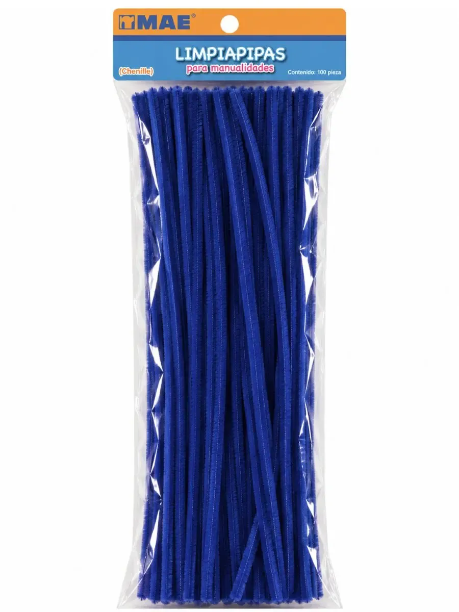 Limpiapipas chenille Azul Rey paq c/100 pzas Mae – Mayoreo Paquete con 100 limpiapipas chenille modelo L100-AZR azul rey mayoreo