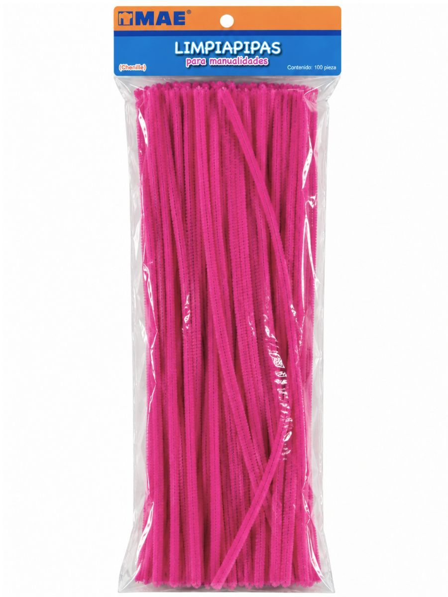 Paquete con 100 limpiapipas chenille color rosa oscuro marca Mae mayoreo
