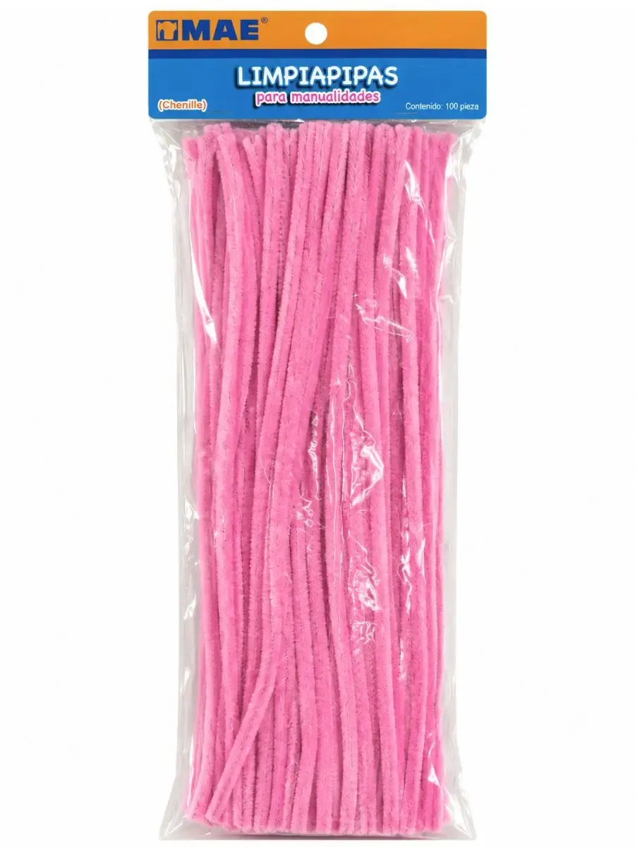 Paquete con 100 limpiapipas chenille modelo L100-RS color rosa mayoreo