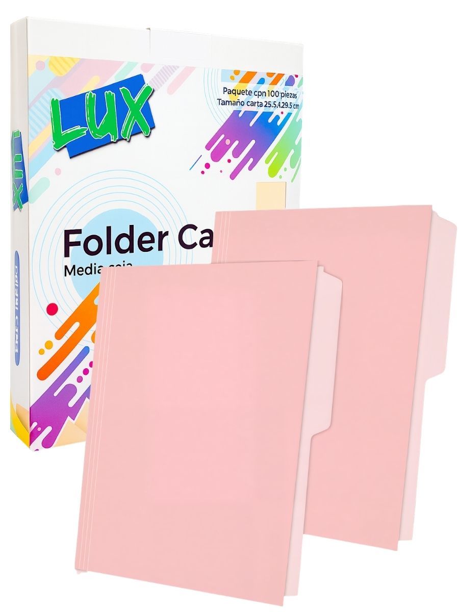 folder carta color rosa paquete 25 piezas mayoreo