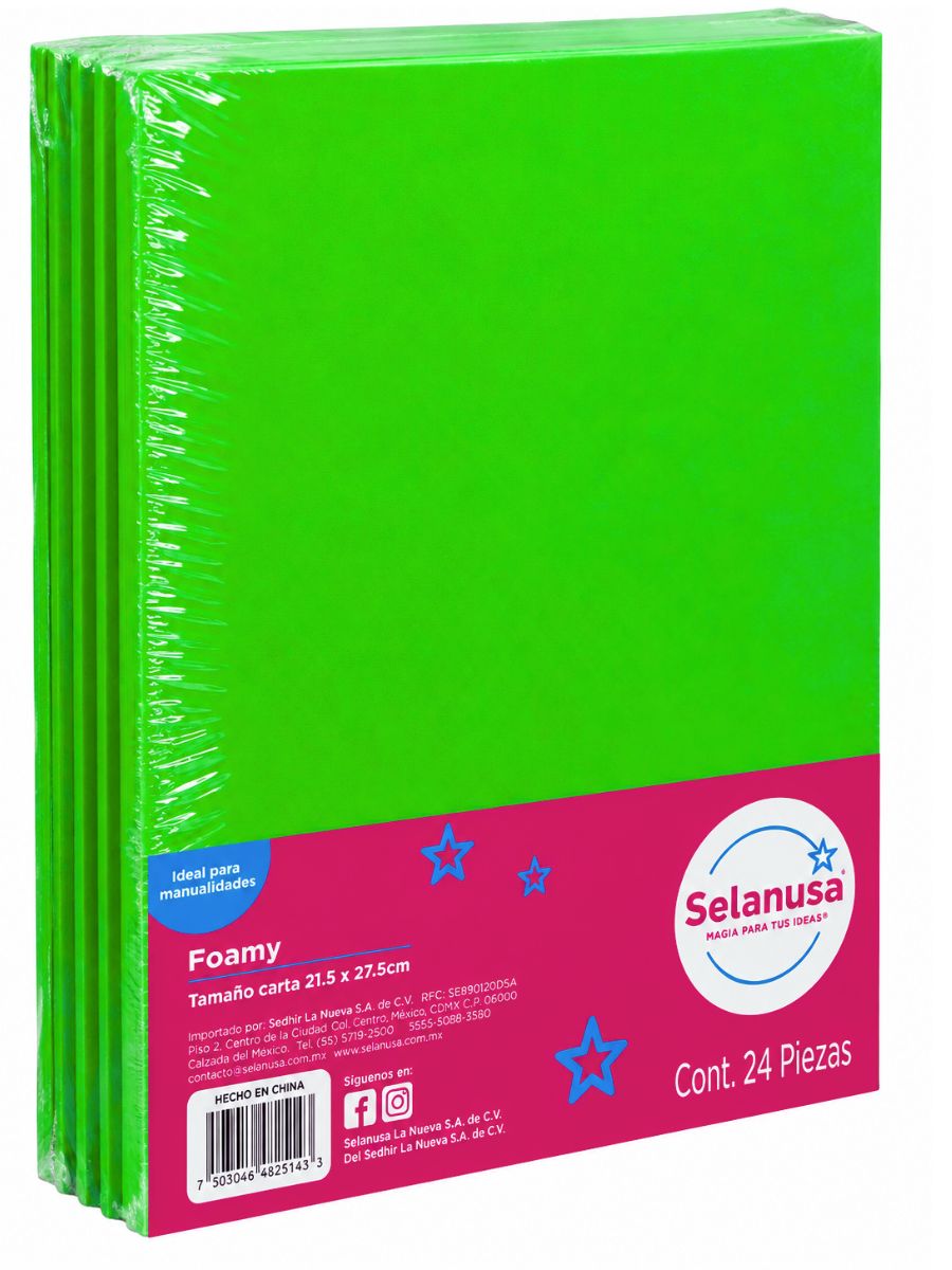 Paquete con 24 hojas de foamy tamaño carta color limón 23 Selanusa al por mayor
