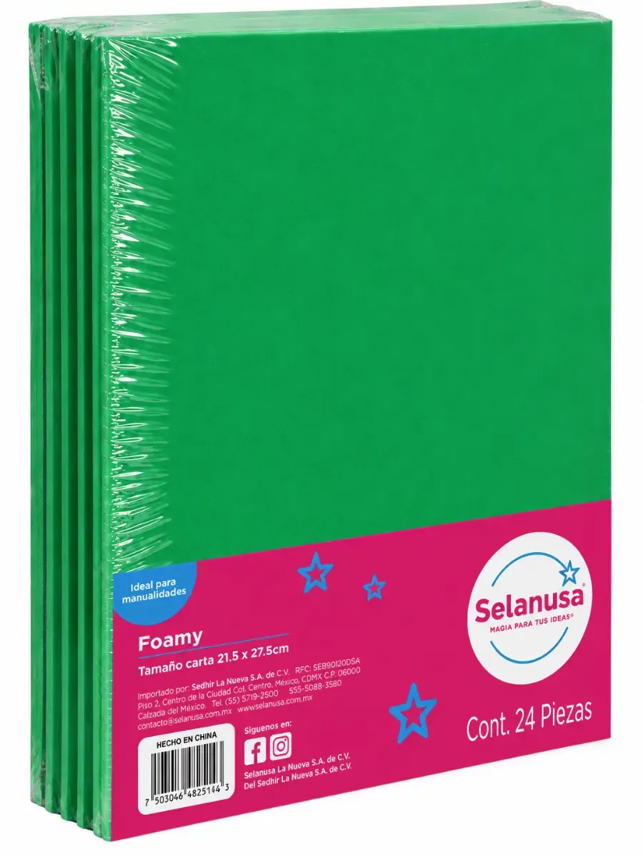 Foamy carta verde hoja #39 c/24 pzas – Mayoreo Paquete con 24 hojas de foamy tamaño carta verde hoja 39 Selanusa al por mayor