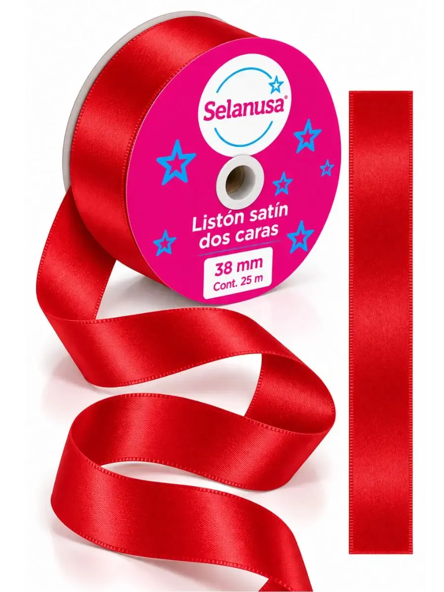 Listón de tela satinado dos caras rojo 38mm x 50m Rollo de listón de tela satinado rojo Selanusa 38 mm por 50 metros al por mayor