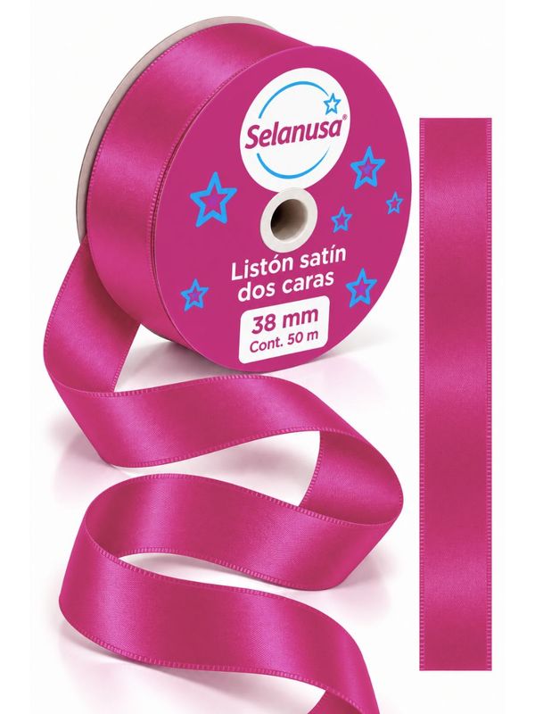 Rollo de listón de tela satinado rosa mexicano Selanusa 38 mm por 50 metros al por mayor