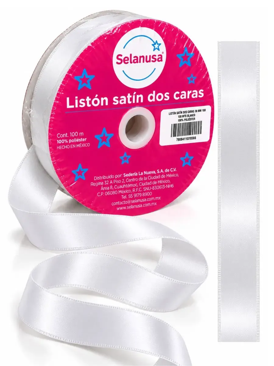 Listón de tela satinado dos caras verde bandera 22mm x 100m Rollo de listón de tela satinado blanco Selanusa 22 mm por 100 metros al por mayor