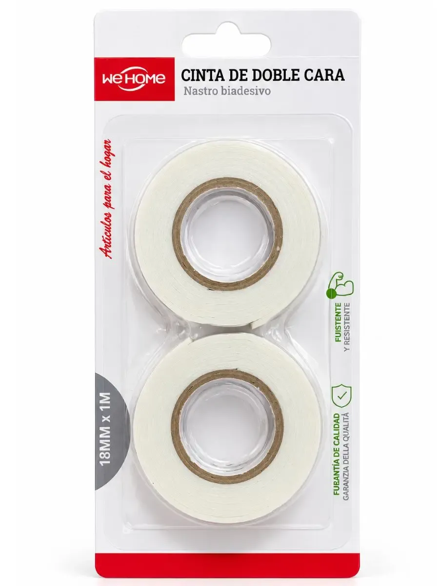 Blíster con 2 rollos de cinta doble cara Harty 18mm x 1m al por mayor