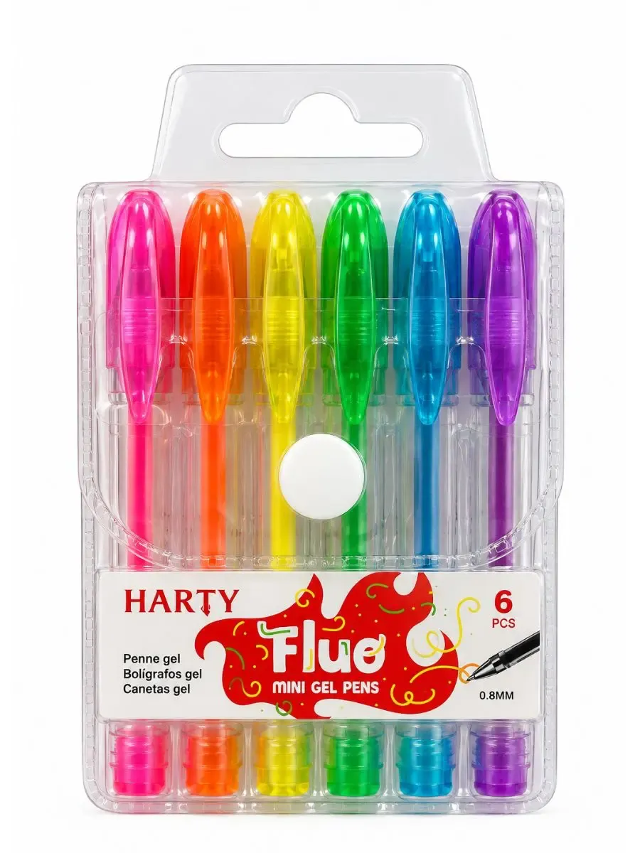Mini bolígrafo de gel con 6 colores– Mayoreo Estuche mini con 6 bolígrafos de gel Harty colores fluorescentes al por mayor