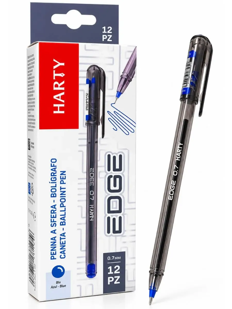 Caja con 12 bolígrafos híbridos azules Harty 0.7 mm al por mayor