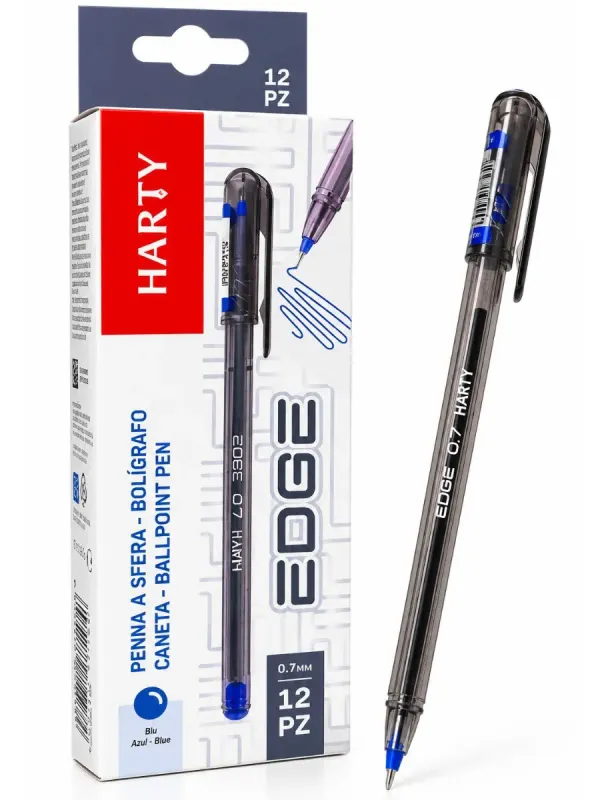 Caja con 12 bolígrafos híbridos azules Harty 0.7 mm al por mayor